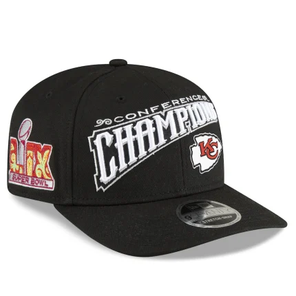 Kansas City Chiefs New Era 2024 AFC Champions Locker Room Trophy Collection 9SEVENTY Stretch-Snap Hat - Black